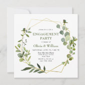 Invitation PARTI D'ENGAGEMENT Géométrique Eucalyptus Moderne (Devant)