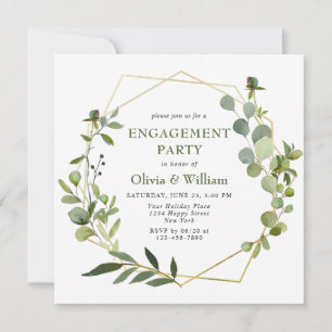 Invitation PARTI D'ENGAGEMENT Géométrique Eucalyptus Moderne