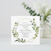 Invitation PARTI D'ENGAGEMENT Géométrique Eucalyptus Moderne (Debout devant)