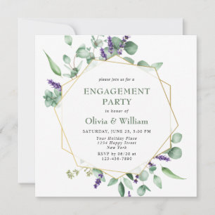 Invitation PARTI D'ENGAGEMENT Géométrique Eucalyptus Moderne