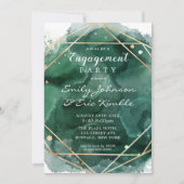 Invitation Parti d'engagement géométrique Green Gold (Devant)