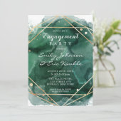 Invitation Parti d'engagement géométrique Green Gold (Debout devant)