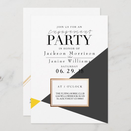 Invitation Parti d'engagement géométrique moderne Bold (Devant / Derrière)