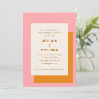Parti d'engagement géométrique rose orange moderne