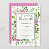 Invitation Parti d'engagement Hydrangea rose (Devant / Derrière)