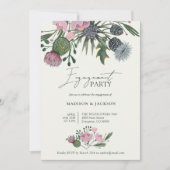 Invitation Parti d'engagement Mariage fleur sauvage rose rust (Devant)