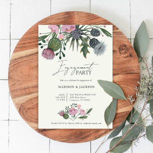 Invitation Parti d'engagement Mariage fleur sauvage rose rust
