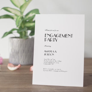 Invitation Parti d'engagement minimaliste Art Déco moderne