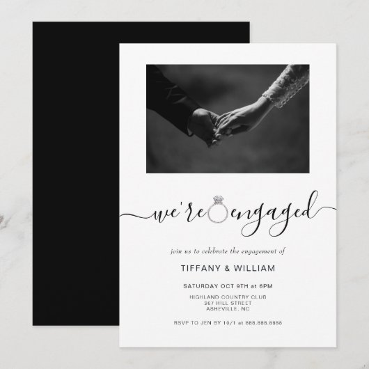 Invitation Parti d'engagement minimaliste moderne (Devant / Derrière)