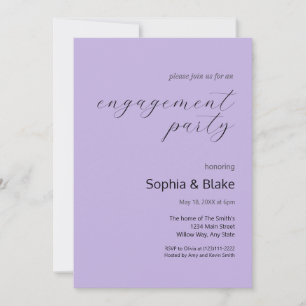 Invitation Parti d'engagement minimaliste moderne Pastel Purp