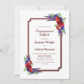 Invitation Parti d'engagement moderne de la Flore rouge (Devant)