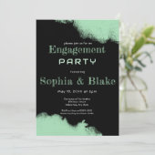 Invitation Parti d'engagement moderne Green et Black Fun (Debout devant)