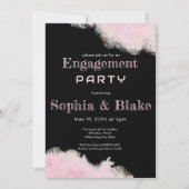 Invitation Parti d'engagement moderne rose et noir (Devant)