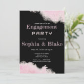 Invitation Parti d'engagement moderne rose et noir (Debout devant)