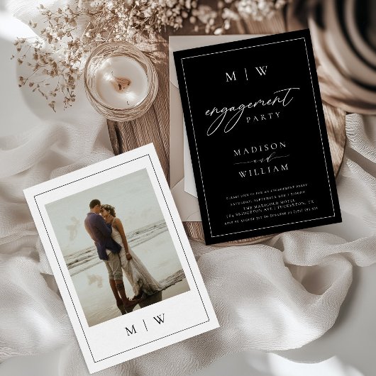 Invitation Parti d'engagement Monogramme moderne