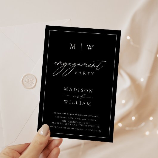 Invitation Parti d'engagement Monogramme moderne