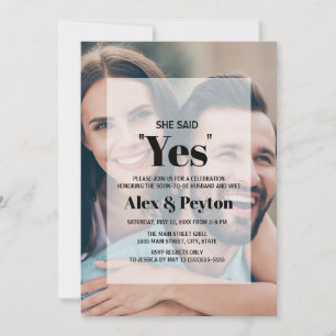 Invitation Parti d'engagement photo en noir blanc moderne