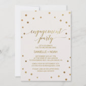 Invitation Parti d'engagement Pois d'or (Devant)