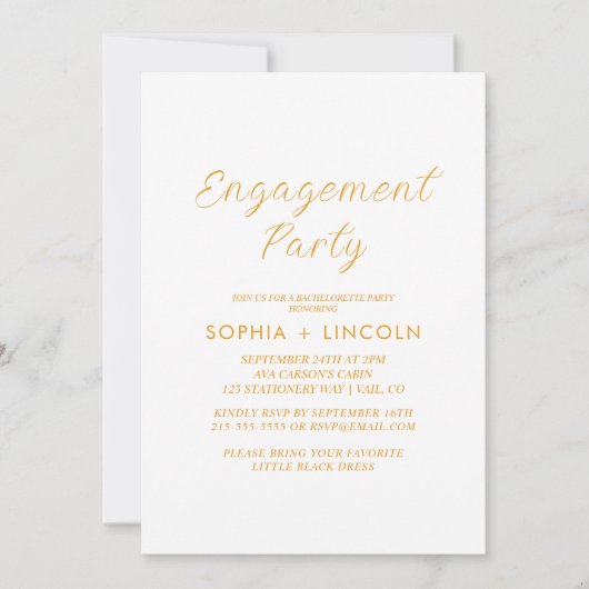 Invitation Parti d'engagement pour la calligraphie or intempo (Devant)