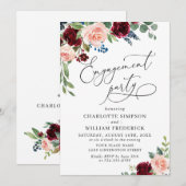 Invitation PARTI D'ENGAGEMENT Rose Eucalyptus de la marine de (Devant / Derrière)