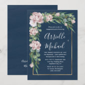 Invitation Parti d'engagement Rose Gold Blue Rose de la Marin (Devant / Derrière)