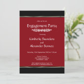 Invitation Parti d'engagement rouge noir moderne (Debout devant)
