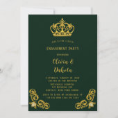 Invitation Parti d'engagement royal des Mariages verts et or (Devant)