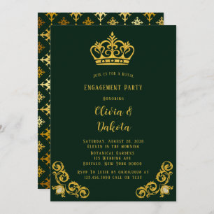 Invitation Parti d'engagement royal des Mariages verts et or