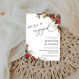Invitation Parti d'engagement Rustique Pine Poinsettia