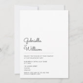 Invitation Parti d'engagement simple et moderne noir et blanc (Devant)