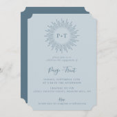 Invitation Parti d'engagement Sunburst Light Blue (Devant / Derrière)