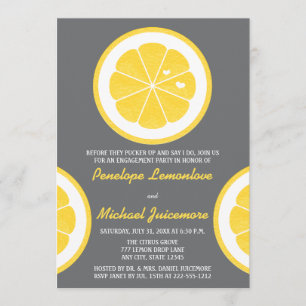 INVITATION PARTI D'ENGAGEMENT THÉMATIQUE DE LEMON JAUNE ET GR