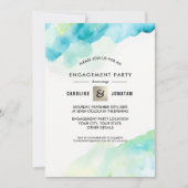 Invitation Parti d'engagement Turquoise Aquarelle moderne (Devant)