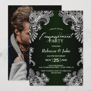 Invitation Parti d'engagement vert de White Lace