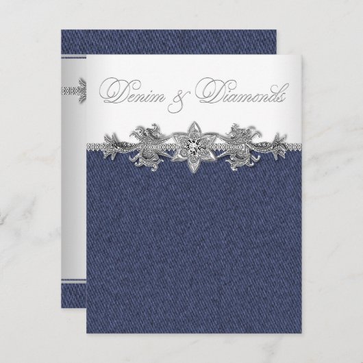 Invitation Parti Denim et Diamonds (Devant / Derrière)