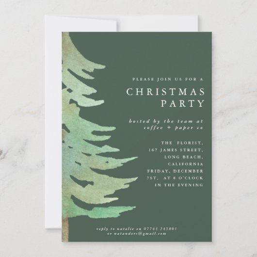 Invitation Parti d'entreprise de la forêt d'aquarelle (Devant)