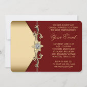 Invitation Parti d'entreprise rouge et or (Dos)