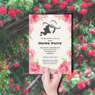 Invitation Parti Derby des Roses d'aquarelle