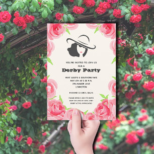Invitation Parti Derby des Roses d'aquarelle