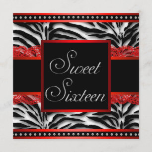 Invitation Parti des 16 sucreries du Zèbre blanc noir