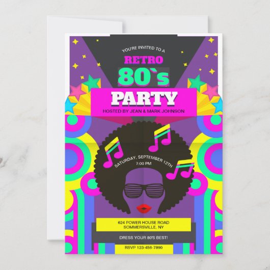 Invitation Parti des années 80 (Devant)