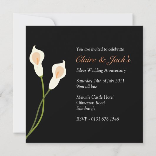 Invitation Parti des Anniversaires de Calla Lilies blanche -  (Devant)