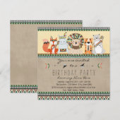 Invitation Parti des Anniversaires de enfants d'animaux triba (Devant / Derrière)