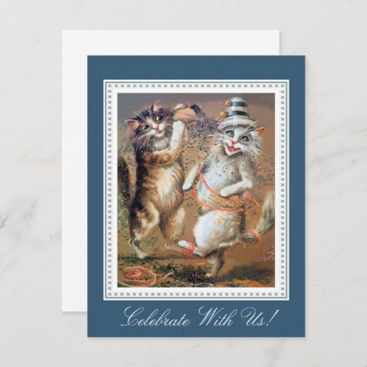 Invitation Parti des chats Confetti-Tossing (Devant / Derrière)