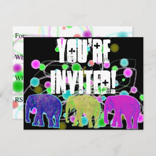 Invitation Parti des éléphants (Devant / Derrière)