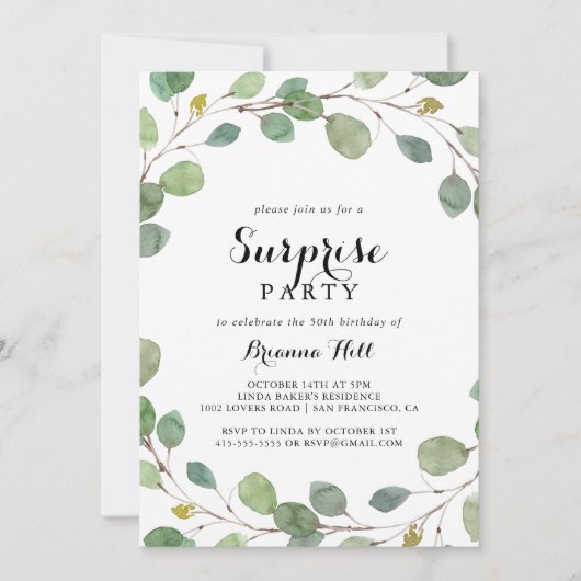 Invitation Parti des Eucalyptus de la verdure (Devant)