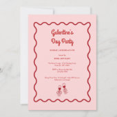 Invitation Parti des Galentines roses et rouges (Devant)