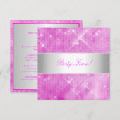 Invitation Parti des lumières d'argent blanc rose (Devant / Derrière)