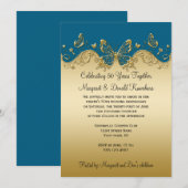 Invitation Parti des papillons Turquoises et aurifères (Devant / Derrière)