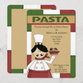 Invitation Parti des pâtes italiennes (Devant / Derrière)